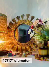 wooden mirror White leaf 17/17'' size_img_0