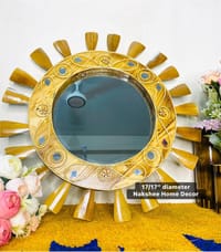 wooden mirror White leaf 17/17'' size_img_0