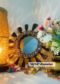 wooden mirror 14/14'' size Black circle_img_0