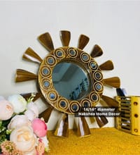 wooden mirror 14/14'' size Black circle_img_0