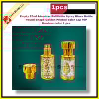 Empty 20ml Perfume Atomizer Refillable Spray Glass Bottle Round Shape Golden Printed color cap VIP 1 pcs Random color_img_0