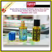 Empty 20ml Perfume Atomizer Refillable Spray Glass Bottle Round Shape Golden Blue Black Printed VIP  Random color 1 pcs_img_0