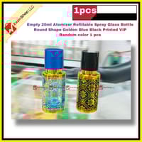 Empty 20ml Perfume Atomizer Refillable Spray Glass Bottle Round Shape Golden Blue Black Printed VIP  Random color 1 pcs_img_1