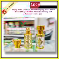 Empty 20ml Perfume Atomizer Refillable Spray Glass Bottle Round Shape Golden Printed color cap VIP 1 pcs Random color_img_1