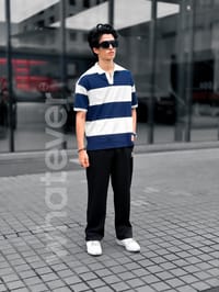 Stripe POLO (White-Blue)_img_1