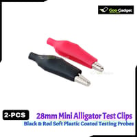 2-Pcs 28mm Mini Alligator Test Clips – Black & Red Soft Plastic Coated Testing Probes_img_0