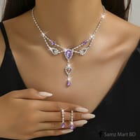 Luxury Dimond Cut Shallow Purple Necklace and Earing Set_img_0
