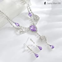 Luxury Dimond Cut Shallow Purple Necklace and Earing Set_img_1