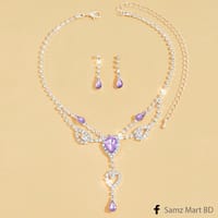 Luxury Dimond Cut Shallow Purple Necklace and Earing Set_img_2