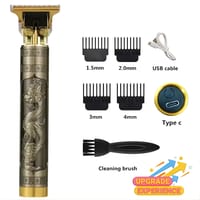 Vintage T9 Metal Electric Hair Trimmer – Premium Rechargeable Beard Shaver for Men_img_0