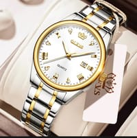 O'levs 5661 Golden Stainless Steel Analog Wrist Watch for Men_img_0
