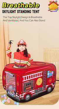 Kids' Cartoon Police & Fire Truck Pop-Up Play Tent - Skylight, Indoor/Outdoor Fun_img_2