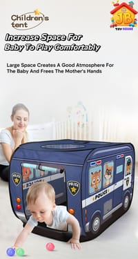 Kids' Cartoon Police & Fire Truck Pop-Up Play Tent - Skylight, Indoor/Outdoor Fun_img_3
