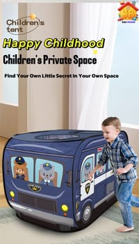 Kids' Cartoon Police & Fire Truck Pop-Up Play Tent - Skylight, Indoor/Outdoor Fun_img_4