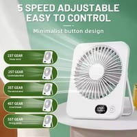 Desk Fan Portable USB Rechargeable Fan 180° Tilt Folding Personal Fan With Power Display 5 Speeds Ultra Quiet Table Fan_img_2