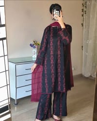 Black Flora Stitched Three Piece_img_0