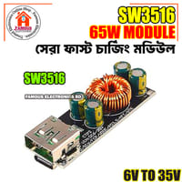 SW3516 65W 6-35V DC To USB Type C PD 3.0 QC4 Type A QC3.0 DC Fast Charge 12V 24V Step-Down Power Module USB Type-C Mobile Phone Quick Charge Adapter_img_1