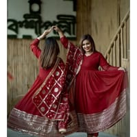 Jarget Febric Traditional black and gold Secuence Anarkoli_img_1