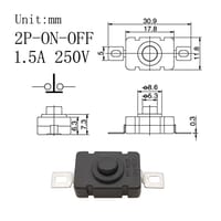 01-PCS 18*12mm KAN-28 Flashlight Switches SMD Type Small Self Locking Patch Type Push Button Switch 1.5A 250VAC_img_3