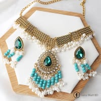 Luxury Premium Quality Indian Style Green Stone Luxury Jhumka Necklace Set_img_0