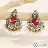 Luxury Premium Quality Indian Style Multi Stone Red Color Necklace set_img_4