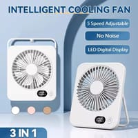 Desk Fan Portable USB Rechargeable Fan 180° Tilt Folding Personal Fan With Power Display 5 Speeds Ultra Quiet Table Fan_img_1