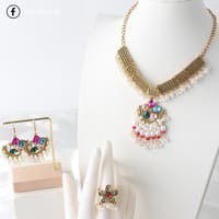 Luxury Premium Quality Indian Style Mix Stone Luxury Jhumka Necklace Set_img_0