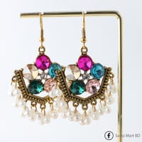 Luxury Premium Quality Indian Style Mix Stone Luxury Jhumka Necklace Set_img_2