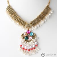 Luxury Premium Quality Indian Style Mix Stone Luxury Jhumka Necklace Set_img_3