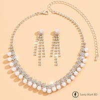 European style Luxury Dimond Cut Pearl Necklace_img_2