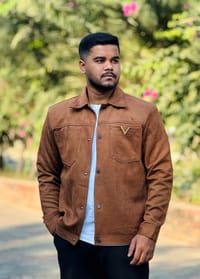 Premium Faux Suede Trucker Jacket for Men_img_0