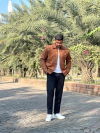 Premium Faux Suede Trucker Jacket for Men_img_1