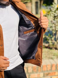 Premium Faux Suede Trucker Jacket for Men_img_2
