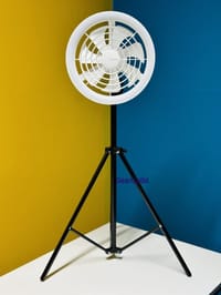 JISULIFE FA17 Rechargeable Fan with LED Ceiling Fan with Long Tripod Stand- White Color_img_0