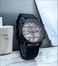 OBLVLO Luxury Retro Casual Men Skeleton Automatic Watches Mechanical Calfskin Strap Mineral Crystal Glass Waterproof Dial 45 VM_img_2
