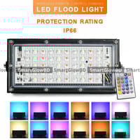 RGB LED Flood Light- Remote Controlled IP66 Waterproof Landscape & Outdoor Lighting (50W, AC220V) – Black Color_img_0