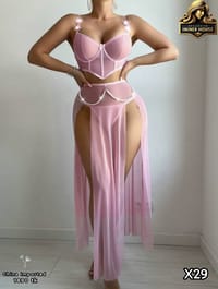 Sexy Red & Pink Two-Piece Sheer Skirt Lingerie Set with Crystal Chain Waist Detail – Elegant Women’s Nightwear & Party Wear Outfit_img_5