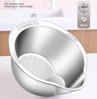 চাল এবং সবজি ধোয়ার ছাঁকনি বাটি (স্টেইনলেস স্টিল)_img_5