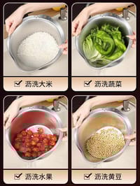 চাল এবং সবজি ধোয়ার ছাঁকনি বাটি (স্টেইনলেস স্টিল)_img_6