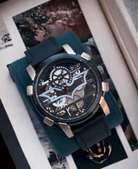 OBLVLO Luxury Retro Casual Men Skeleton Automatic Watches Mechanical Calfskin Strap Mineral Crystal Glass Waterproof Dial 45 VM_img_0