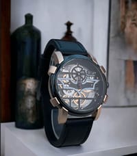 OBLVLO Luxury Retro Casual Men Skeleton Automatic Watches Mechanical Calfskin Strap Mineral Crystal Glass Waterproof Dial 45 VM_img_1