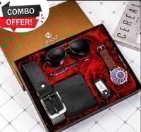 popular brand of world Jesou Men gift set luxury watch sunglasses wallet pen key ring_img_0