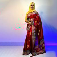 বোধুয়া বেনারশি প্রিন্ট শাড়ি মেরুন কালার_img_0