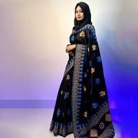 বোধুয়া বেনারশি প্রিন্ট শাড়ি কালো কালার_img_0