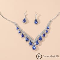Royal Blue Luxury Dimond Cut Necklace_img_2