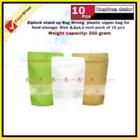 Ziplock stand up Bag Strong plastic zipper bag for food storage Size 6.5x4.5 inch  pack of 10 pcs_img_2