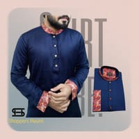 Premium Nevy blue with contrast Panjabi for men_img_4