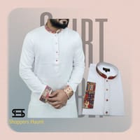 Premium white contrast panjabi for men (Trendy White beauty)_img_6