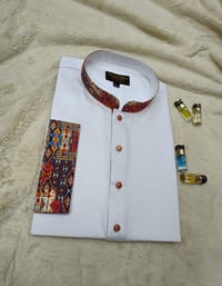 Premium white contrast panjabi for men (Trendy White beauty)_img_4
