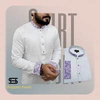 Premium white contrast panjabi for men_img_5